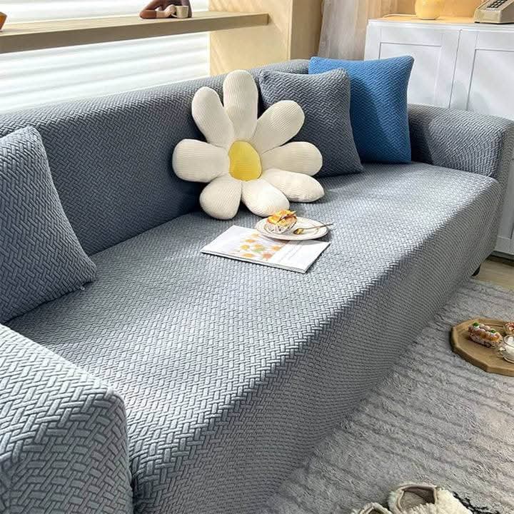 Stripe Jacquard Sofa Cover (Grey)