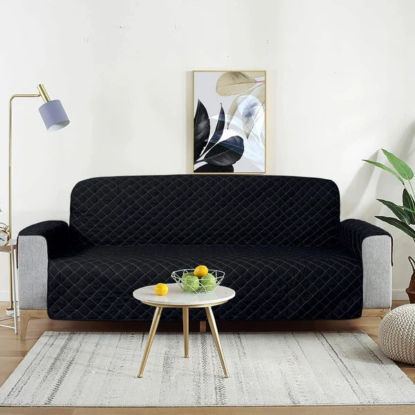 Cotton Quilted Sofa Runner - Sofa Coat Black
