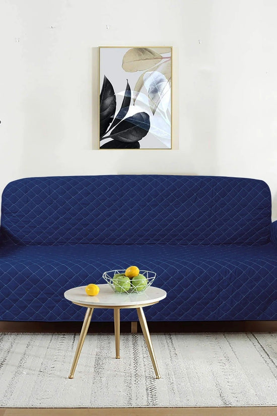 Cotton Quilted Sofa Runner - Sofa Coat Blue