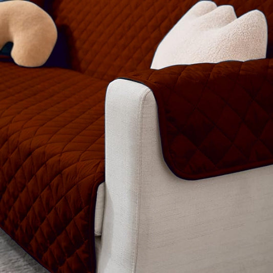 Cotton Quilted Sofa Runner - Sofa Coat Brown