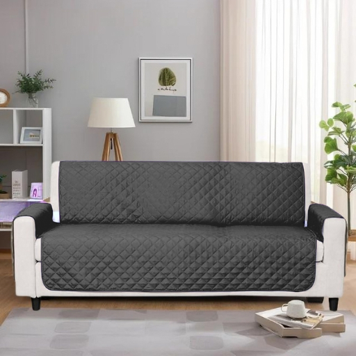 Cotton Quilted Sofa Runner - Sofa Coat Grey